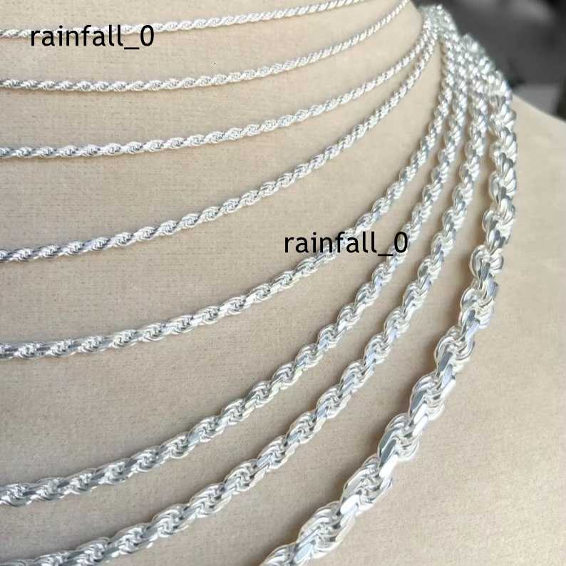 RINNTIN SC29 925 Sterling Silver Twisted Rope Chain 1215172333mm Real Solid Silver Twist Rope Chain for Men Women