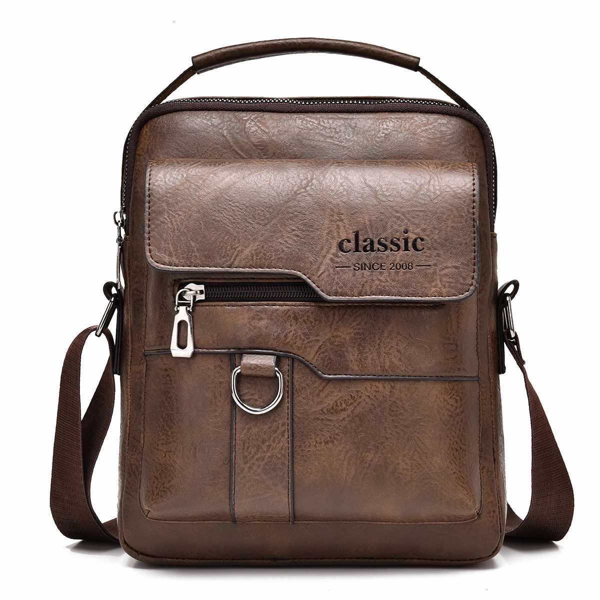 2024 New Luxury Brand Men Crossbody Bag Leather Shoder Bag For Men Handbags Brown Business Large Capacity Messenger Side Bags Y251011