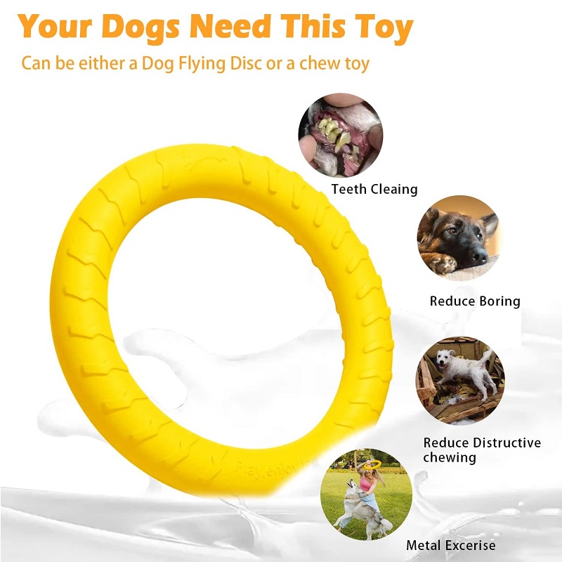 Dog Ring Toys Indestructible Chewing Flying Floating Training Tools Fetch for Small Medium Large Dogs Throwing Catching Flying