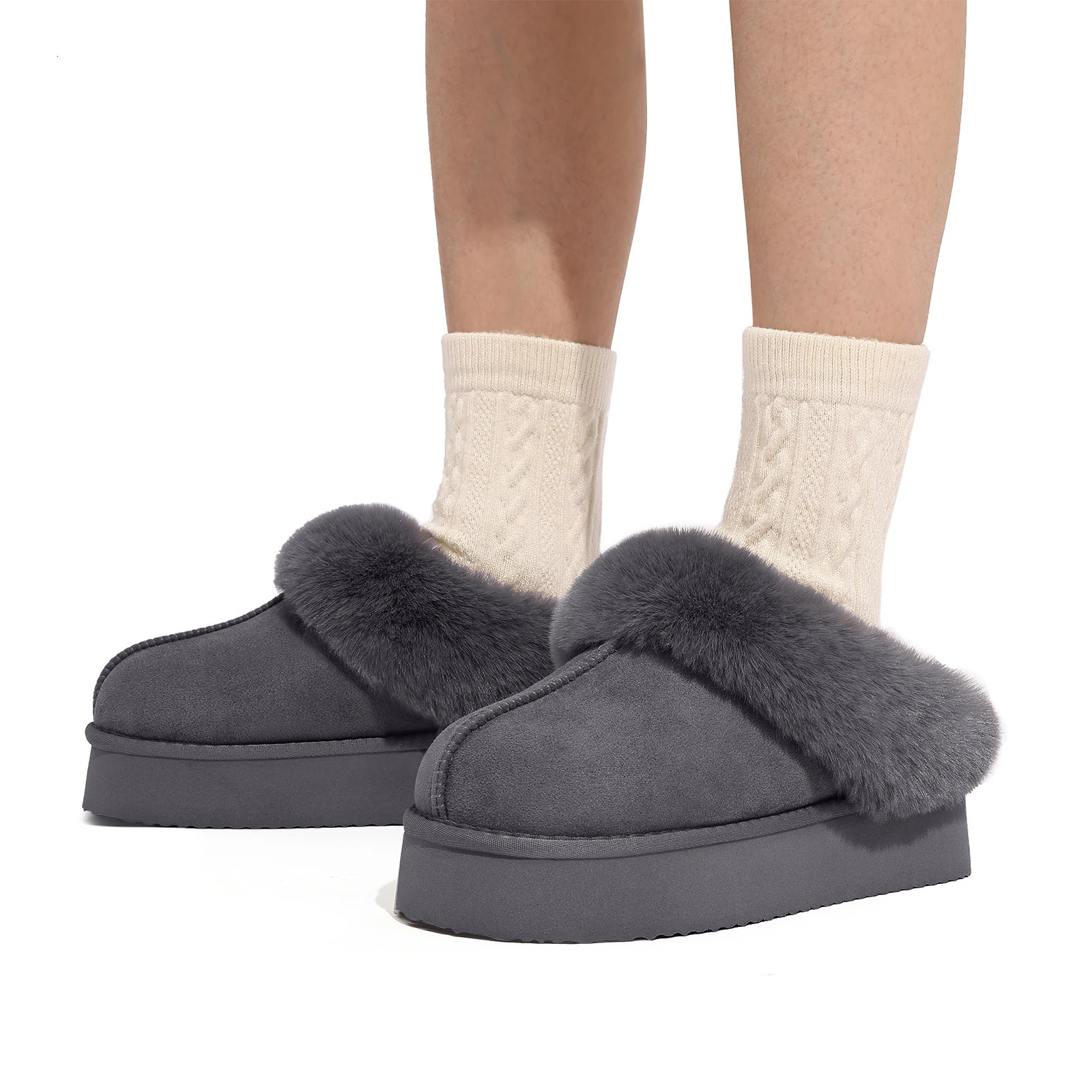 Bebealy Warm Womens Slipper Winter Memory Foam Fluffy Slippers Quality Slipon House Suede Slippers Fur Lined AntiSkid Slippers251029