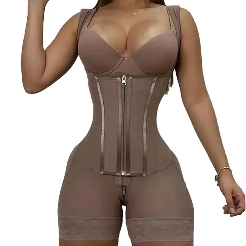 Body Shaper Women Colombian Fajas Shapewear Bodysuit 9bone High Compression Girdles Double Tummy Control Full Body Open Crotch 251029