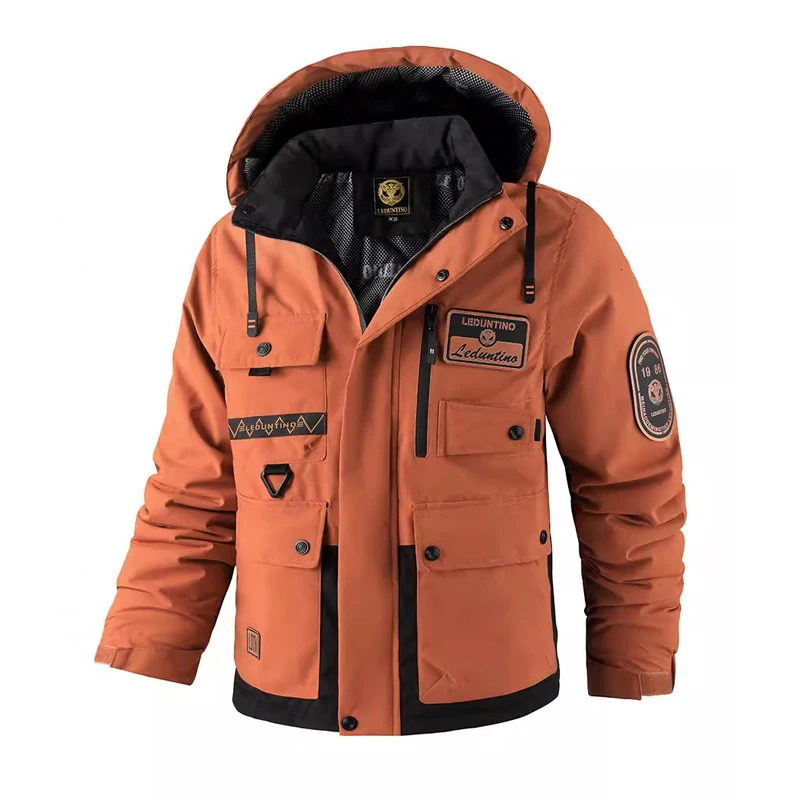 Winter Mens Mountain Ski Parkas Fashion Men Cotton Warm Down Padded Fashion Men Hiking Thermal Windbreaker Hooded Jacket 251028