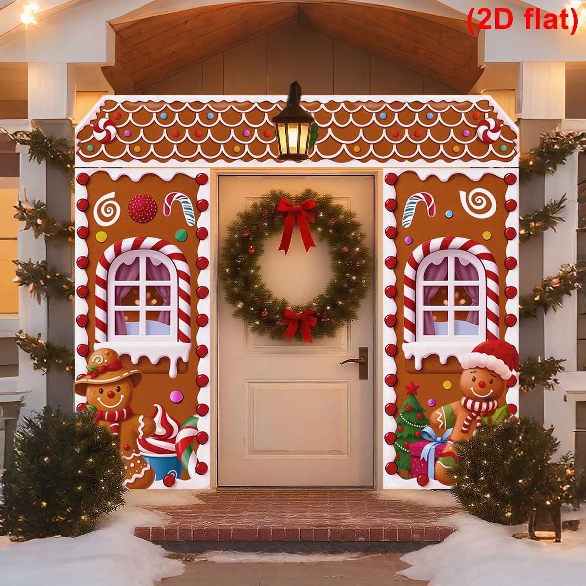 Christmas Gingerbread Man Banner Couplet Christmas Decor for Home 2025 Door Cover Xmas Ornament Navidad Natal New Year Gift 2026 C251030