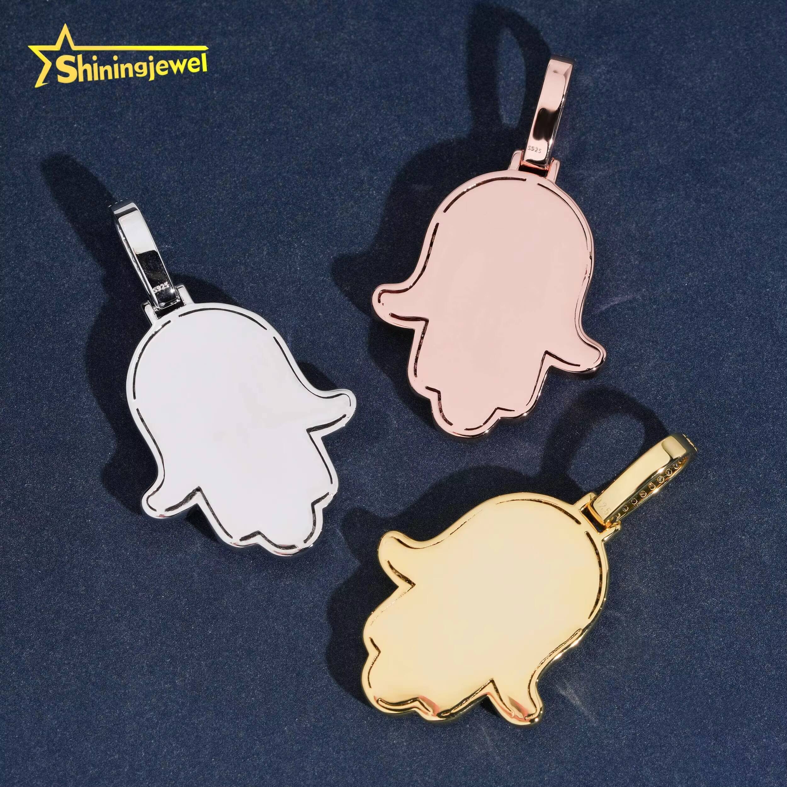 Classic 925 Silver Moissanite Hip Hop Jewelry Custom Iced Out Pendant VVS D Moissanite Diamond Hamsa Alllah Charm Pendant Designer's style