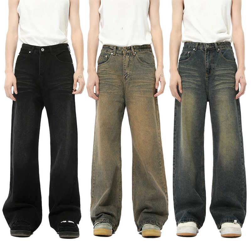 Men's Jeans Man Clothing | Autumn New American Style Vibe Texture Distressed Straight Loose Jeans