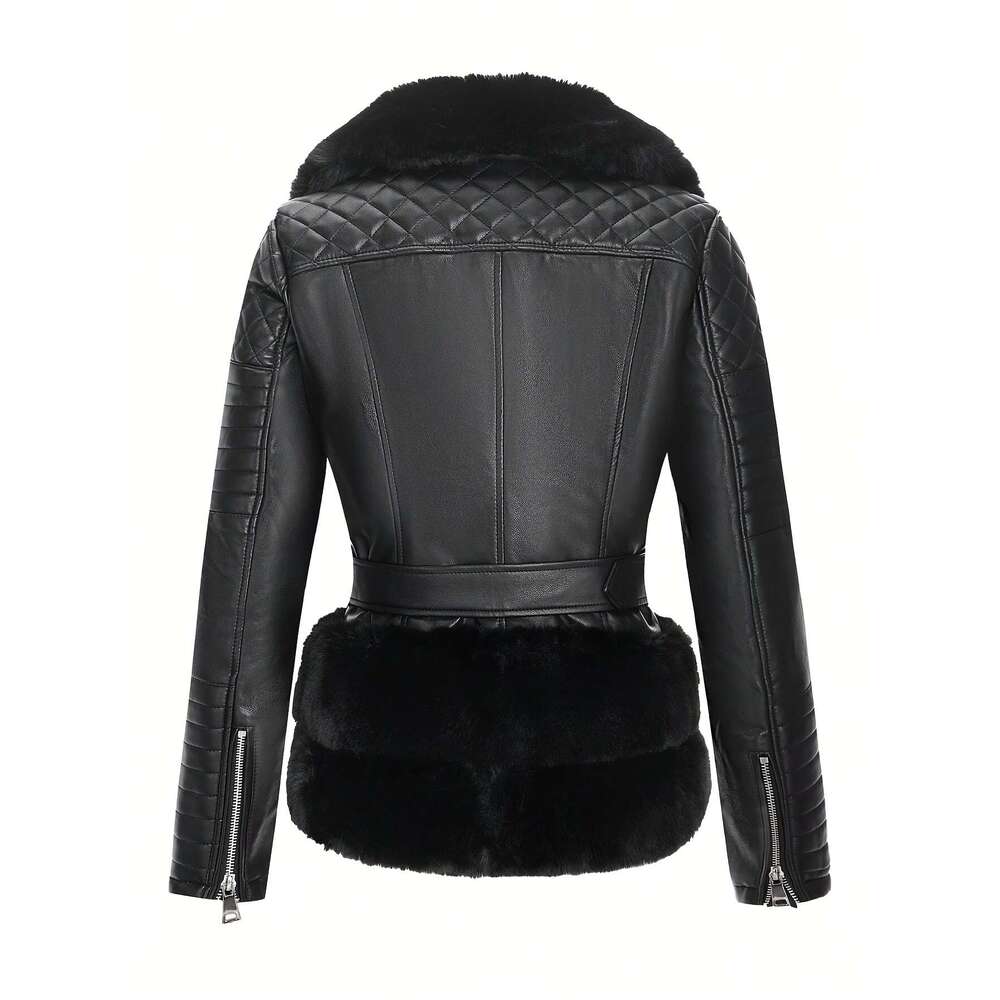 Soft Pastel Pink Women S Elegant Vintage PU Jacket Winter With Belt Non Porous Easy Clean Outerwear For Formal Everyday Events Fall Winter Fashion