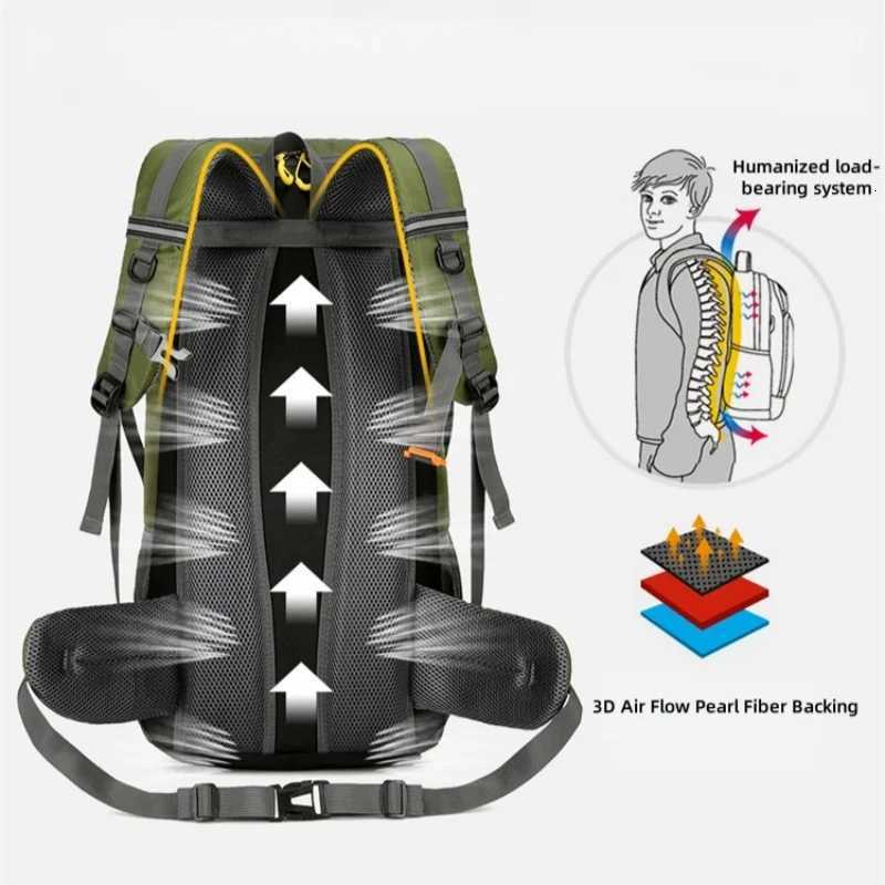 50L Travel Backpack Camping Hiking Rucksack Waterproof Outdoor Climbing Mountaineering Trekking Bag for Men Women Luggage H251029