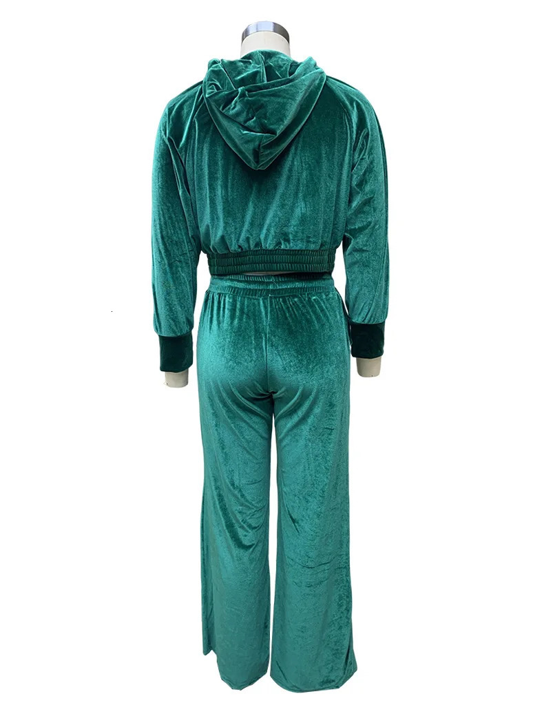 BAMBOOBOY Velvet Tracksuit Women Two Piece Set Autumn Zipper Crop Coat with Long Pants Casual 2 Piece Sets Women Outfit 251029