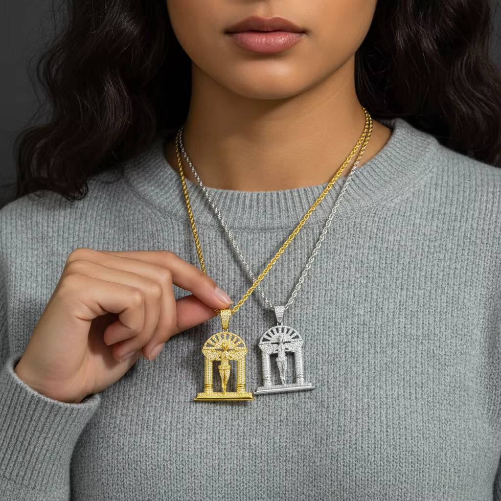 Fine Jewelry D Color VVS Moissanite Diamond Custom 925 Sterling Silver Angle Door Pendant Pass Diamond Tester GRA Certificate