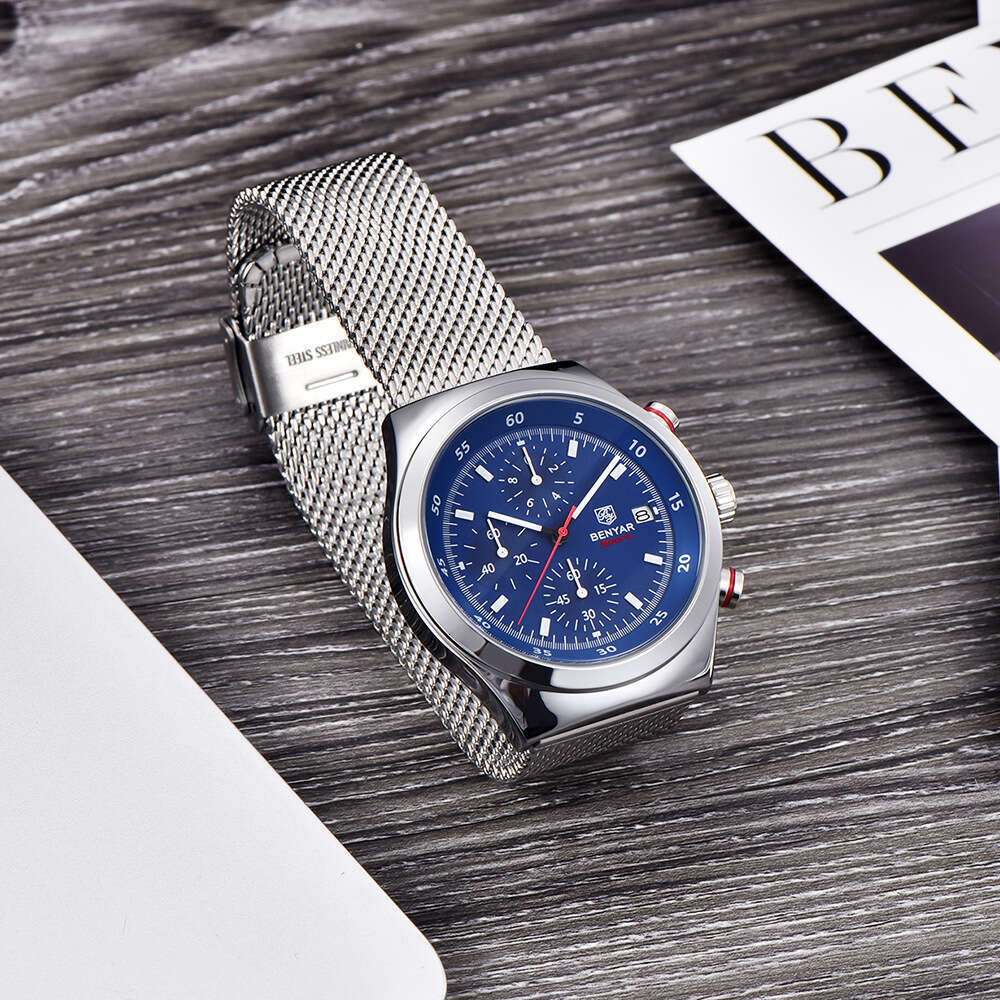 BENYAR Chronograph Calendar Luminous New Fashion Business Men's Simple Quartz Watch BY-5200