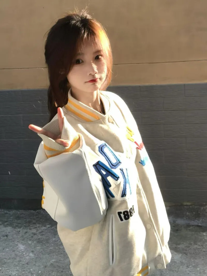 2025 American High Street Mao Jinxiu Alphabet Baseball Uniform Jacket Female Y2K Gothic Harajuku Trend Couple Jacket 251029