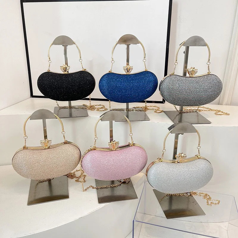 Shiny Evening Bag for Women Elegant Diamonds Buckle Exquisite Metal Handel Chain Clutch Bag Sparking Sequined Party Bags 251023