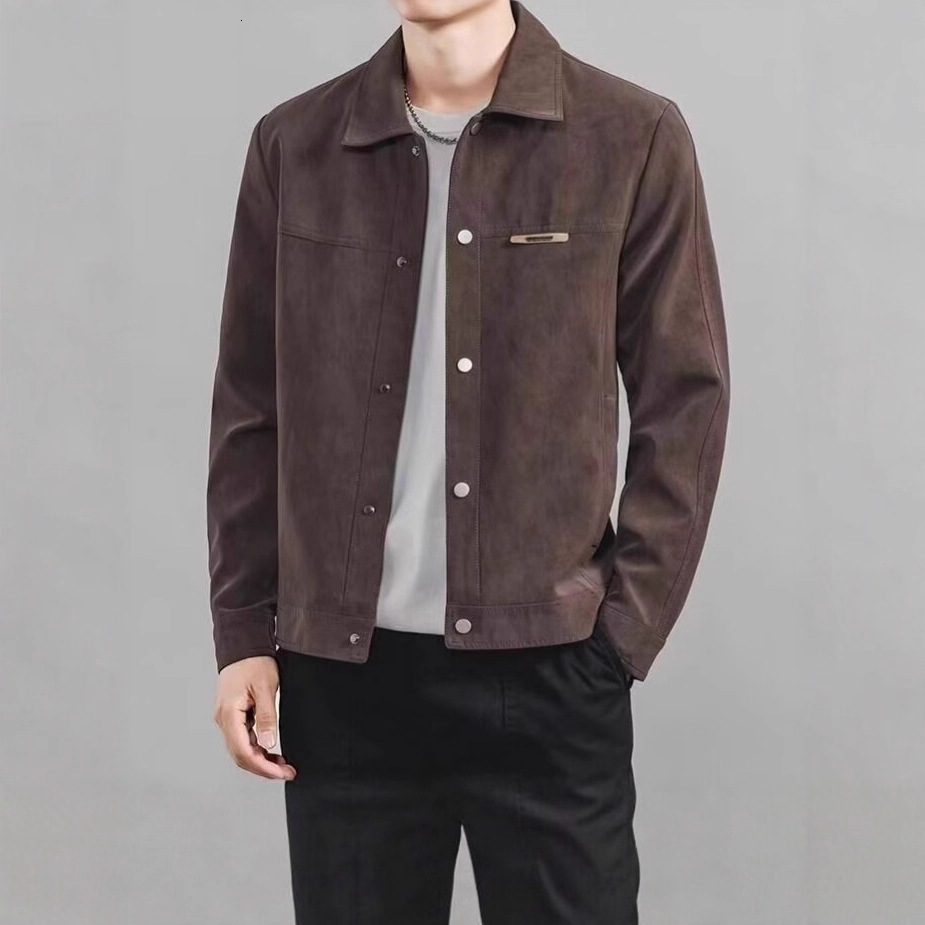 Spring And Autumn New Trendy Brand Cool High-end Suede Jacket Men's Casual Designer Jacket Slim Fit Versatile Turn-down Collar American Style Jac