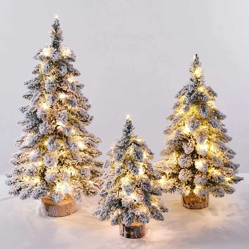 4560 CM High Christmas Tree with PVC Snowflakes Flocked Tabletop Decor Tree for Home Office Party Holiday Christmas Decorations C251030