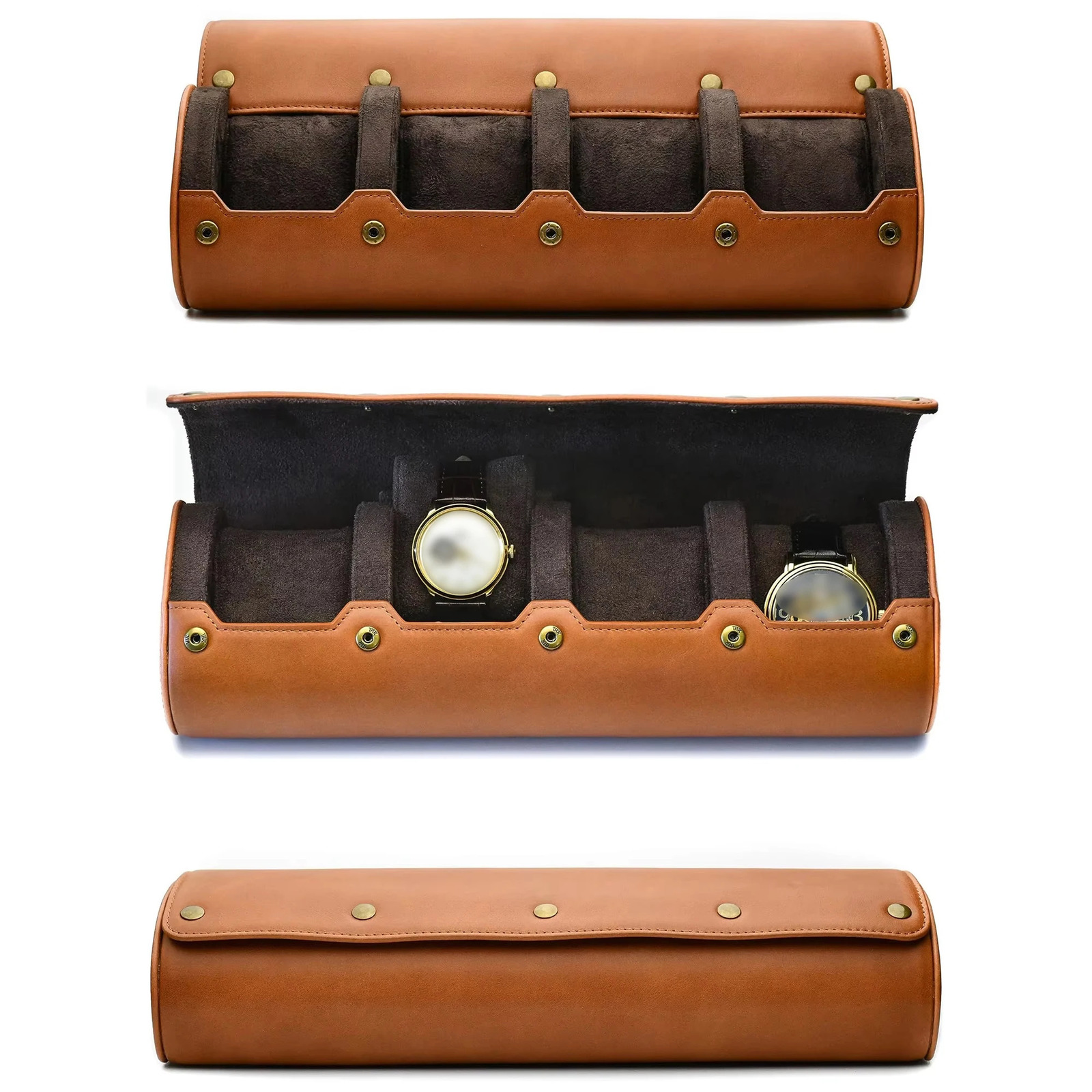 4 Slot Watch Travel Case for Men PU Leather Watch Roll Case Storage for Travel Watch Organizer for Men Women 251029
