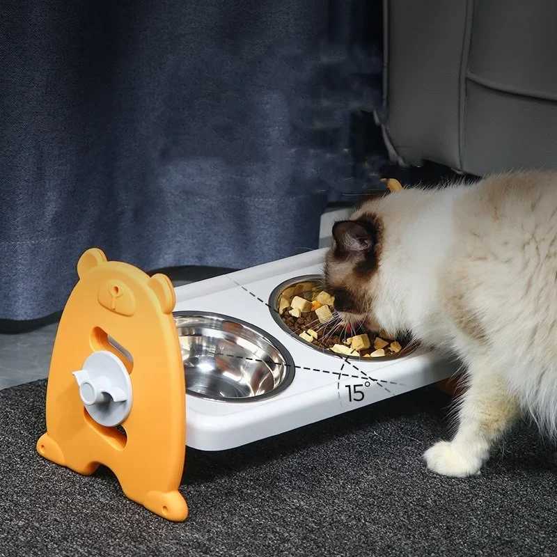 Elevated Pet Bowl for Small Dogs and CatsTilted Adjustable Raised Dog Bowls with 3 Stainless Steel NonSlip Feeder Dog Bowls J251113