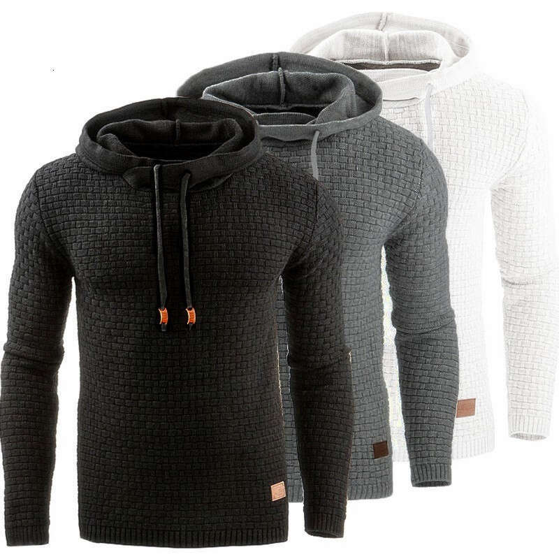 Autumn and Winter New Men's Jacquard Sweatshirt Long Sleeve Hoodie Warm Color Hooded Sports Jacket