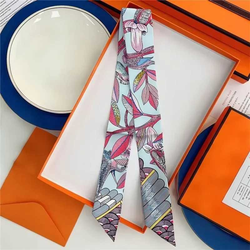 100 Silk High Quality Luxury Brand Scarf Women Headband Hair Band Foulard Tie Ribbon Neckerchief Skinny Scarves AccessoriesW251029