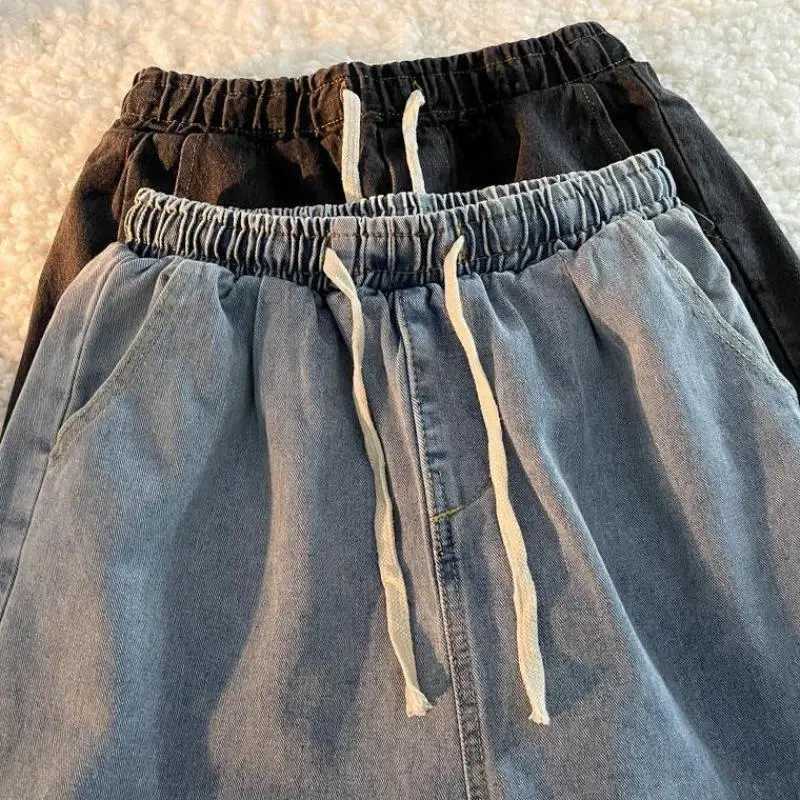 2024 New Spring and Autumn Retro High Street Versatile Pi Shuai Hong Kong Style Straight Leg Loose Trendy Brand Nine Point Jeans J251030