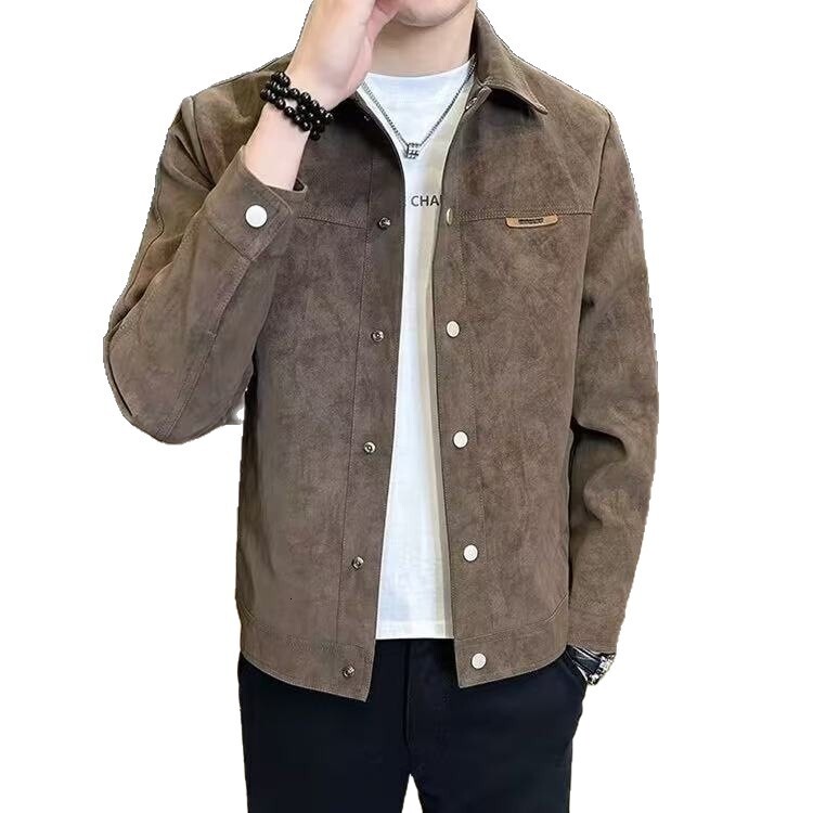 Men's Jacket Coat Spring Autumn Trendy Brand 2025 New Fashion Versatile Turn-down Collar Suede Designer Coat Cool High-end Feel