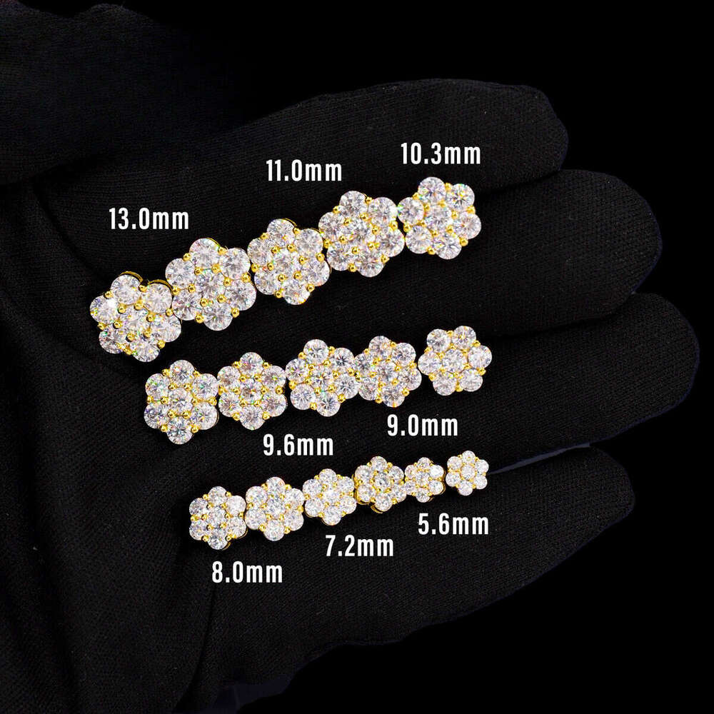 New hip-hop designer new diamond 925 sterling silver VVS ice out Moisanite earrings a gift for a man's daughter