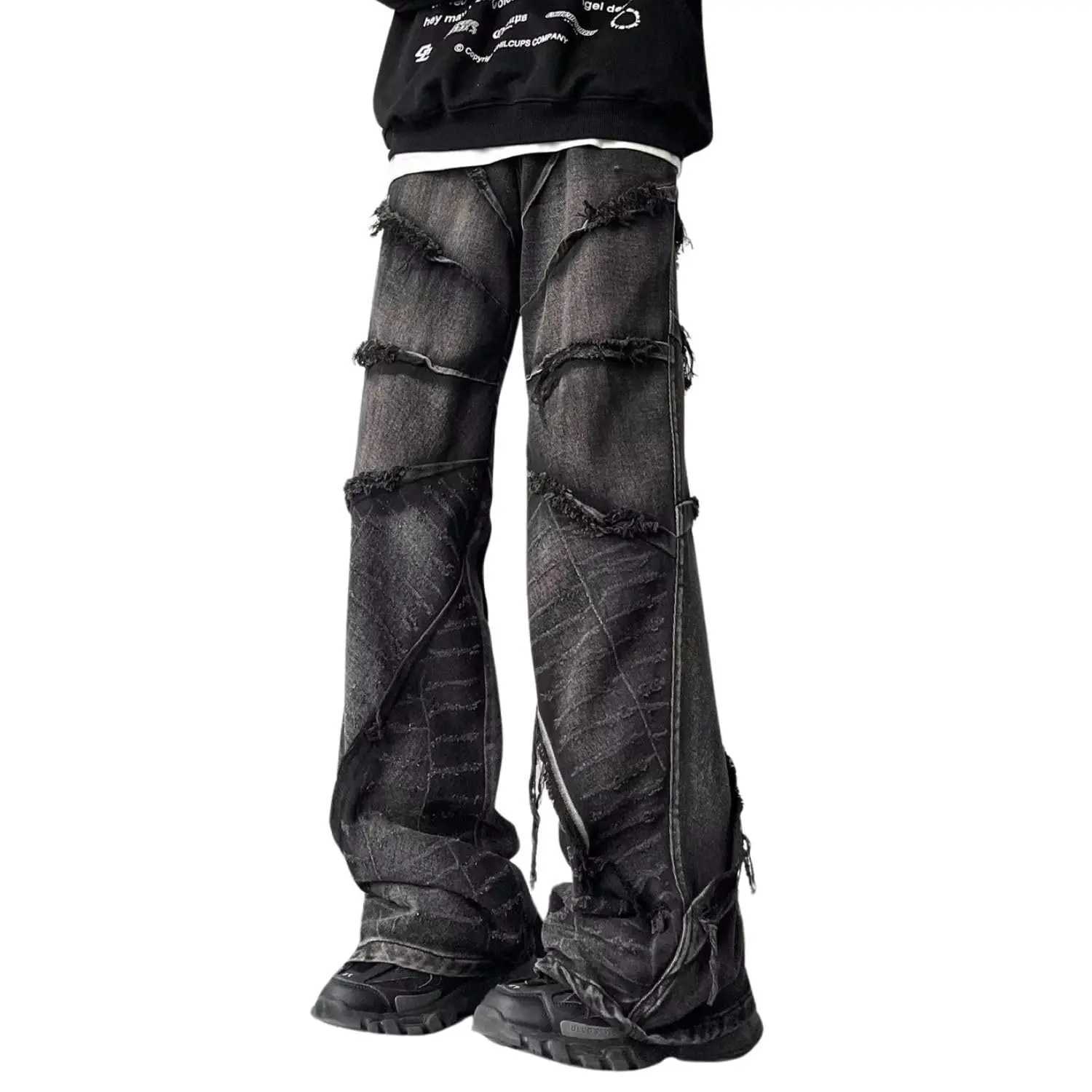 Mens Baggy Jeans Stacked Jeans Mid Rise J251030