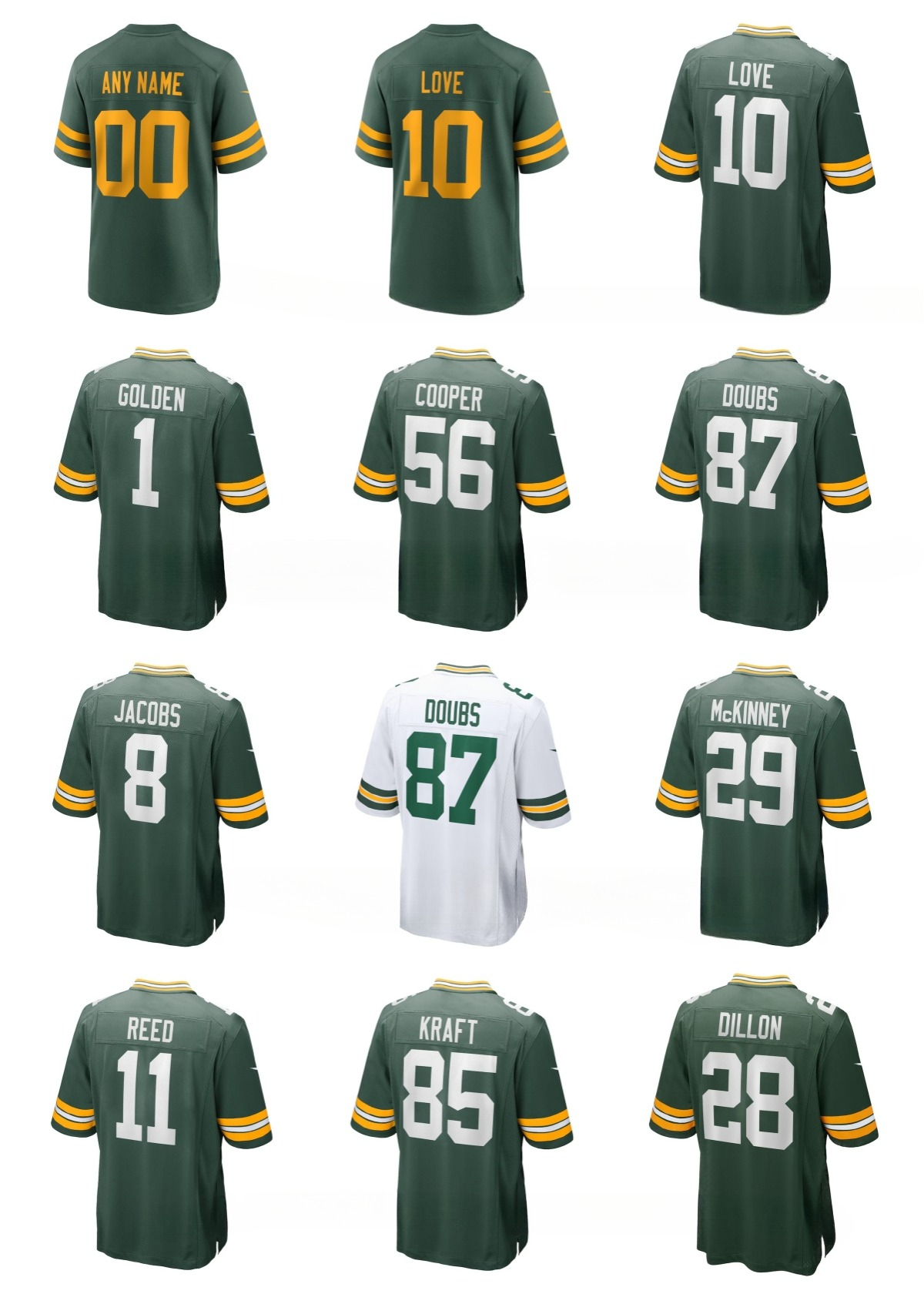 NFL Packers Micah Parsons Love Josh Jacobs Tucker Kraft Golden Edgerrin Cooper Reggie White Jaire Alexander Xavier McKinney Jayden Reed Brett Favre Custom Jersey