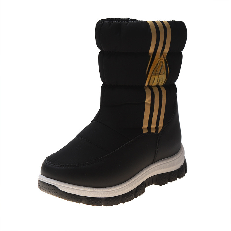 Cross border European and American snow boots winter new high top striped soft soled cotton boots, wool lining thickened warm snow boots designer shoe