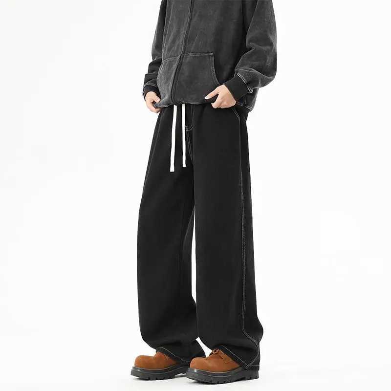 The autumn new American mens wide leg jeans feature loose retro straight leg pants with a casual and fashionable high street J251030