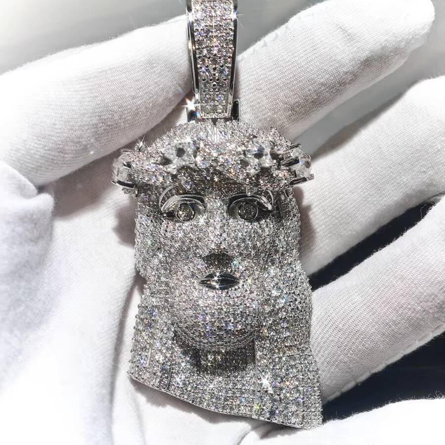 3inches Hip Hop Custom Iced Out Moissanite Mens FivePoint Star Cut Jesus Pendant With 925 Sterling Silver Pass Diamond Tester