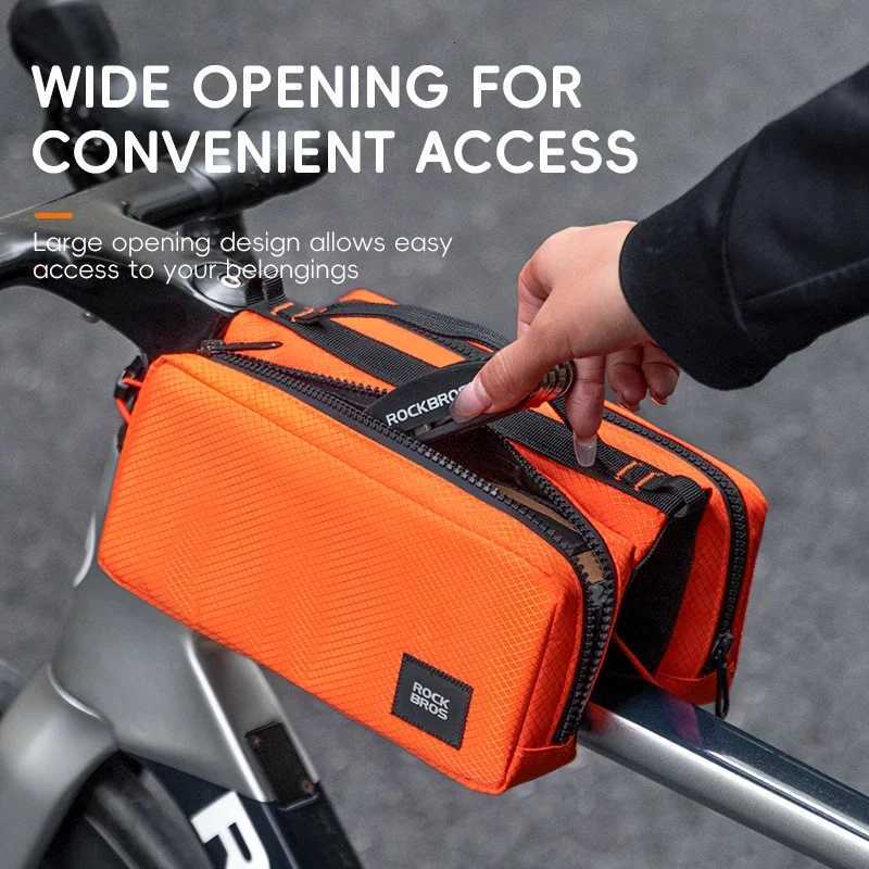 ROCKBROS Bike Top Tube Bag 2L Capacity ScratchResistant Road Mountain Bike Frame Bag Cycling Tools Bag Stable Elastic Band H251029
