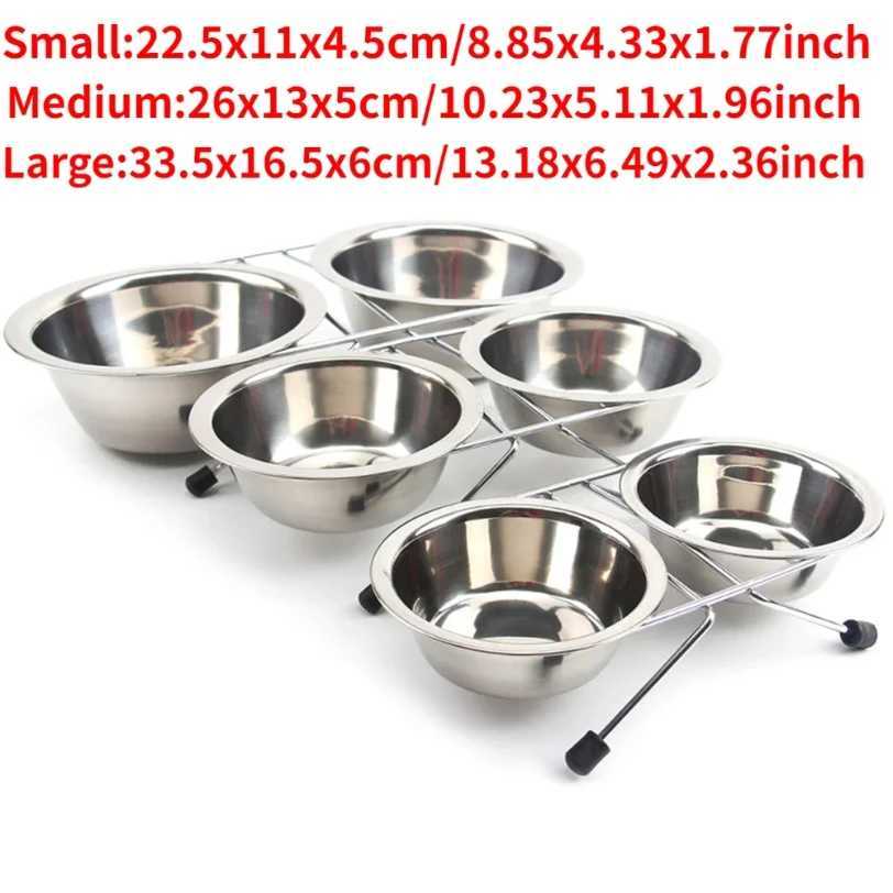 Pet Bowl Stainless Steel Pet Dogs Cat Double Bowls Durable Iron Stand Food Water Dishes Anti Slip Puppy Feeder Pet Supplies J251113