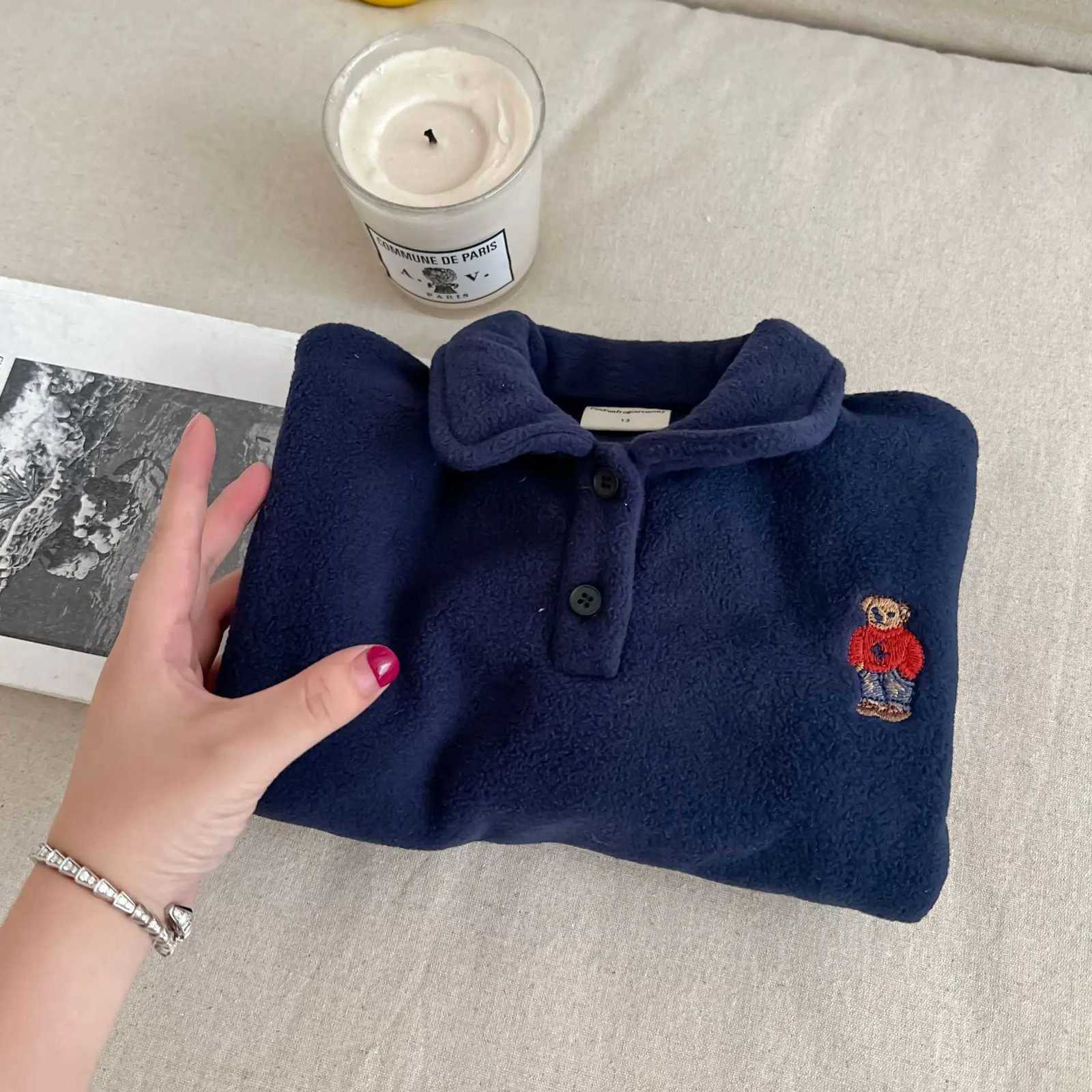 Winter New Children Fleece Sweatshirt Boys Girls Plus Velvet Thick Lapel Pullover Cotton Kids Casual Warm Tops Baby Polo ShirtsT251030