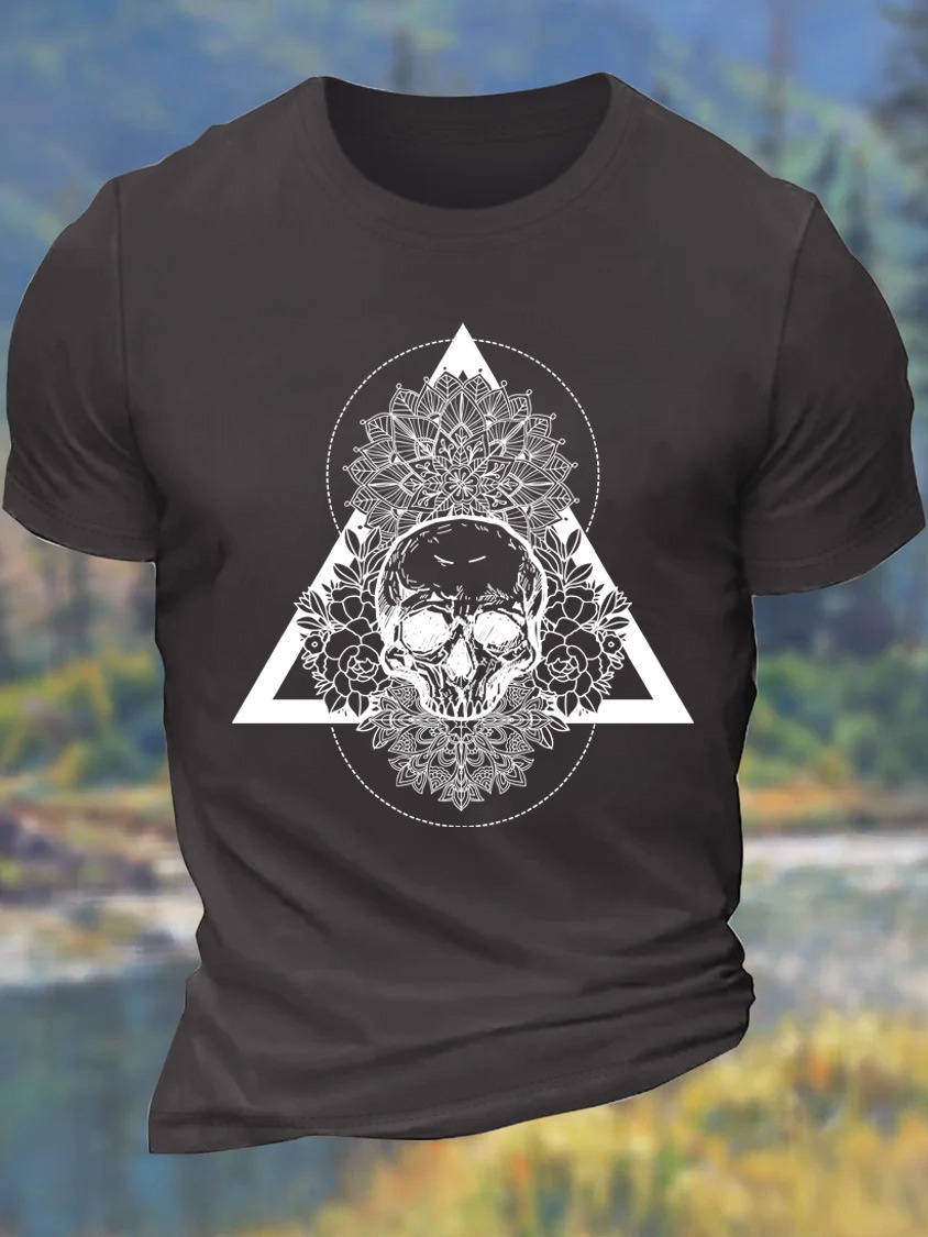 US/EU Oversized Skeleton Print Men's Cotton Short-Sleeve T-Shirt - TT7326