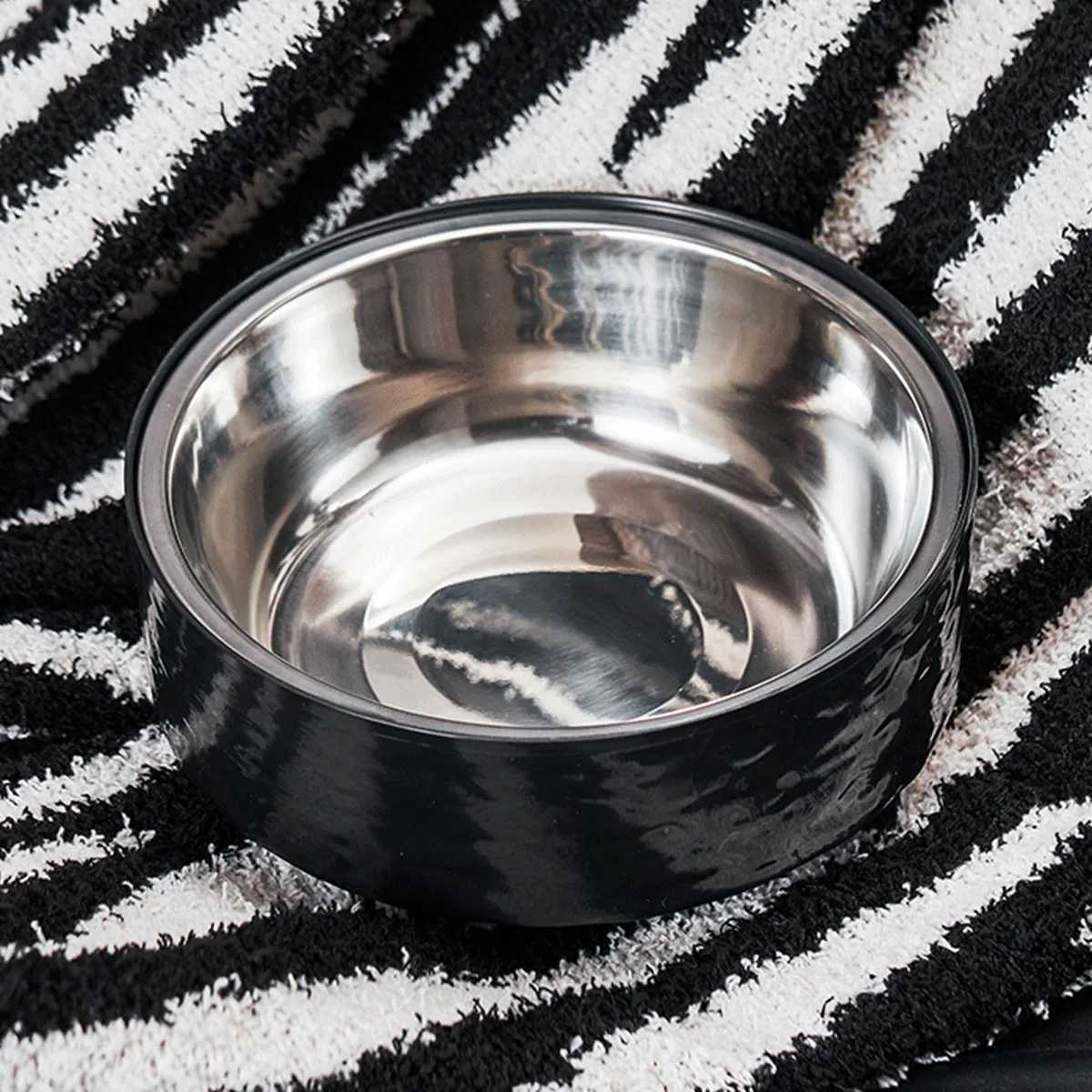 A water ripple highfoot pet bowl stainless steel dog bowl stylish and simple feeding and water feeding neck cat bowl indoor J251113
