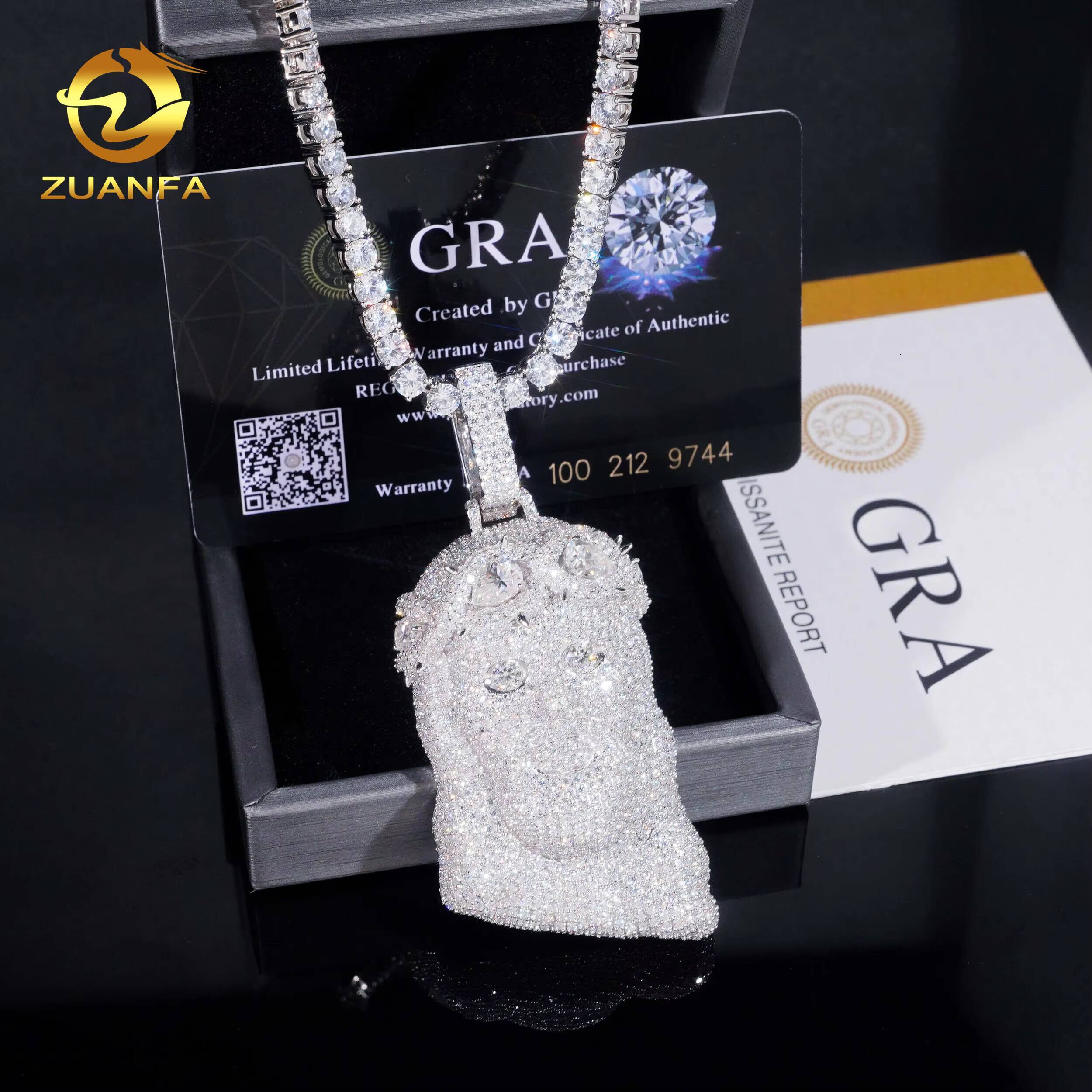 Jesus Moissanite Pendant Hip Hop Iced Out Design 925 Sterling Silver Gold Plated Pass Diamond Test Moissanite Jesus Pendant