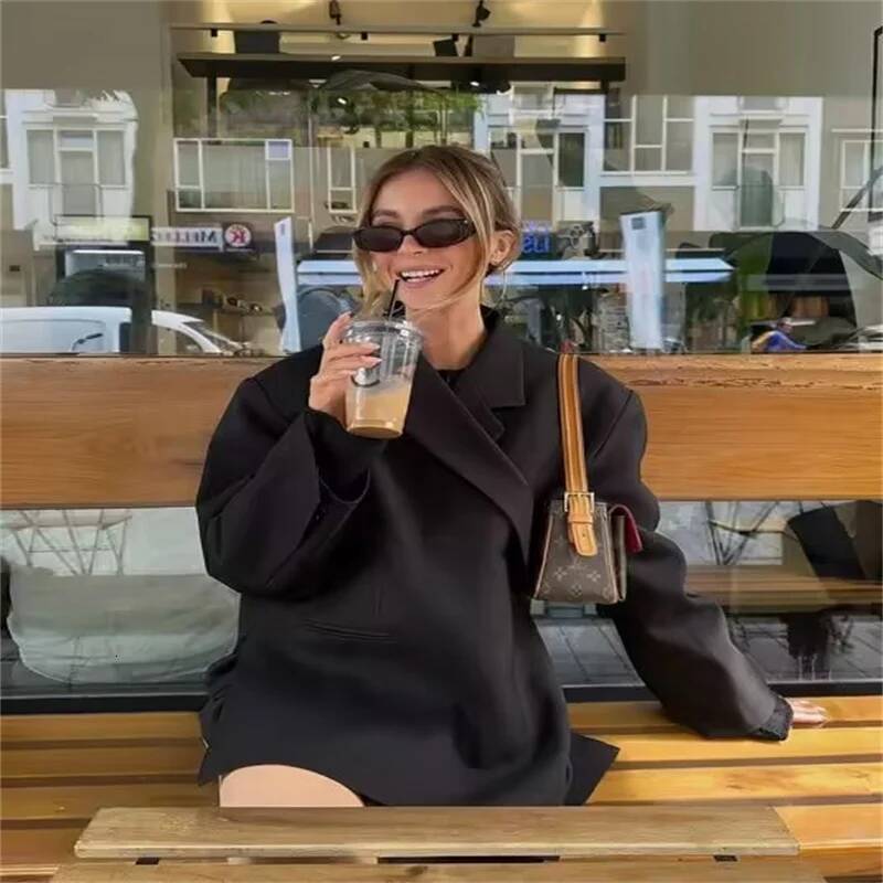 winter jacket women Autumn plus size women's casual jacket fashionable and versatile single button side slit suit top