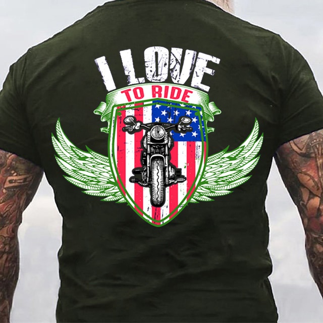 European & American Oversized I LOVE TO RIDE Letter Print Men's Cotton Summer T-Shirt - TT7065