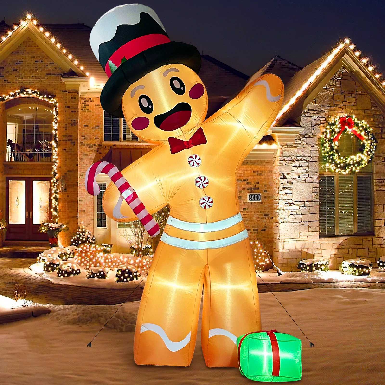 OurWarm 12FT Christmas Inflatables Outdoor Decorations Giant Gingerbread Inflatable Christmas Blow Up for Outdoor Lawn Garden C251030