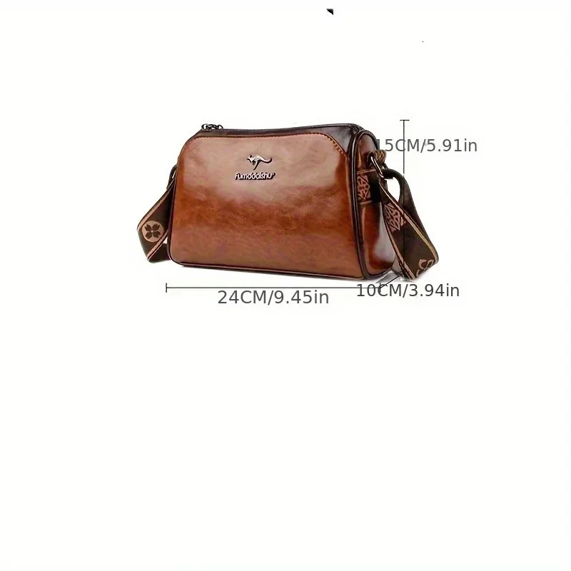 Retro Double Sided Leather Womens Crossbody Bag WaterResistant Pillow Shaped Shoulder with Adjustable Strap Zipper Clre 251018