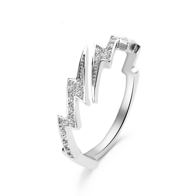 Korean Style Hot-Selling Creative Irregular Geometric Zircon Lightning Open Ring Jewelry