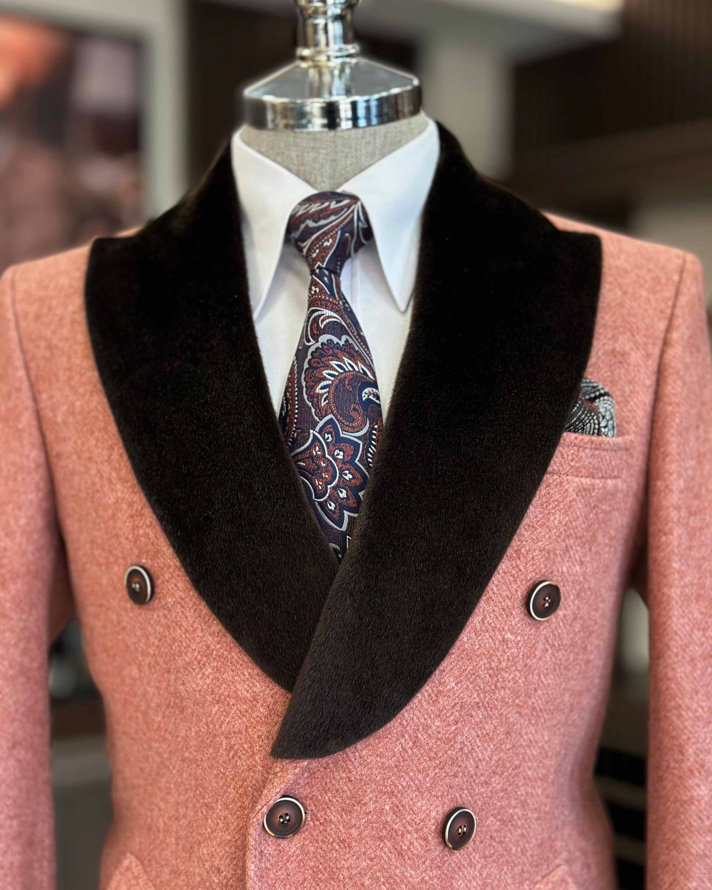 England Style Men Overcoat 1 Piece Double-Breasted Long Coat Casual Autumn Winter Street Outdoor Warm Customized