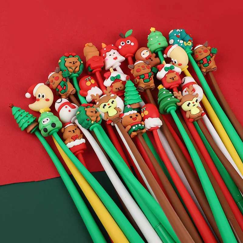 530Pcs Mixed Christmas Pens Cartoon Black Ink Writing Pen Kids New Year Gift Stationery 2025 Christmas Party Decor Supplies C251030