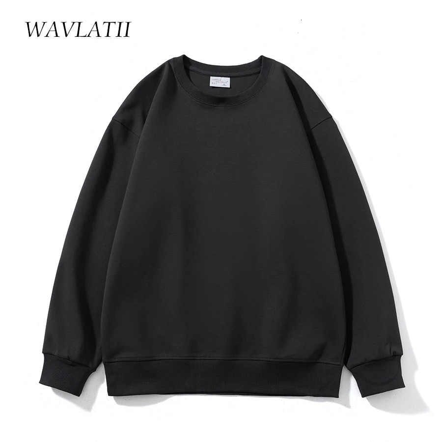 WAVLATII Women Simple Style Khaki Sweatshirt Female Fashion Streetwear Soild Oneck Hoodie Casual White Tops for Autumn 251030