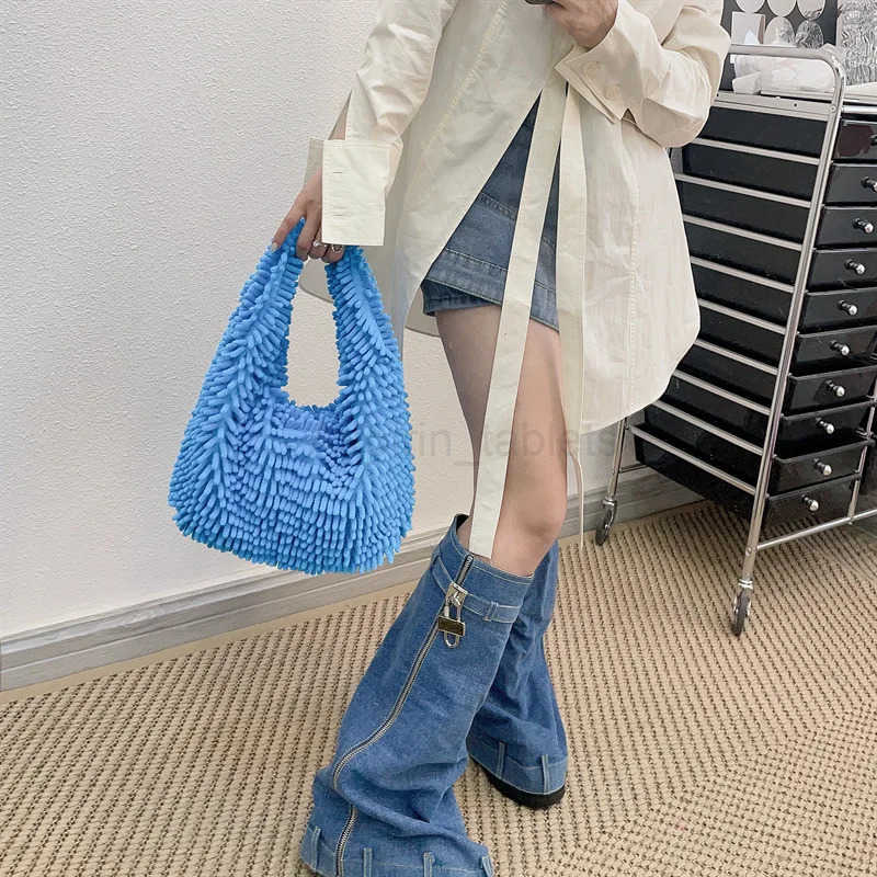 Candy Color Womens Faux Fur Purse Handbags Vintage Furry Ladies Shoulder Bags Fashion Hot Girls Y2k Underarm Bag Casual Tote M251030