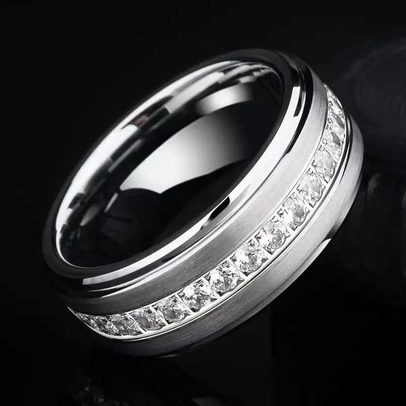 Autumn Hot Selling Silver Plated Stainless Steel Rings For Men Square Cubic Zircon Ring Jewelry Accessories Size 713W251030