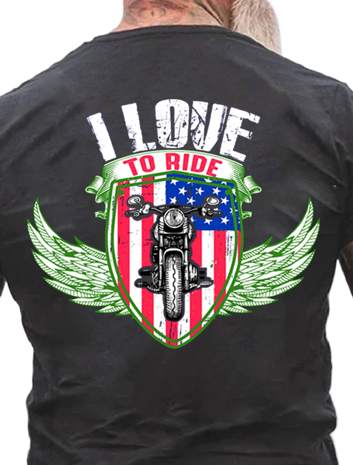 European & American Oversized I LOVE TO RIDE Letter Print Men's Cotton Summer T-Shirt - TT7065