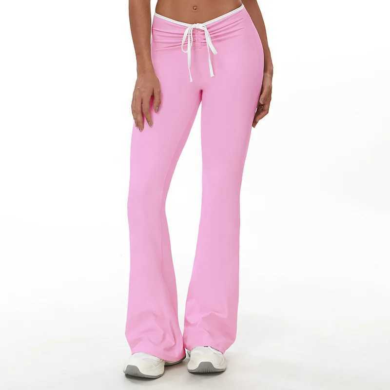 Yoga Leggings Drawstring Bellbottoms Women Fitness Wide Leg Pants Gym Running Cycling Pants Sports High Waist Workout Leggings J251030