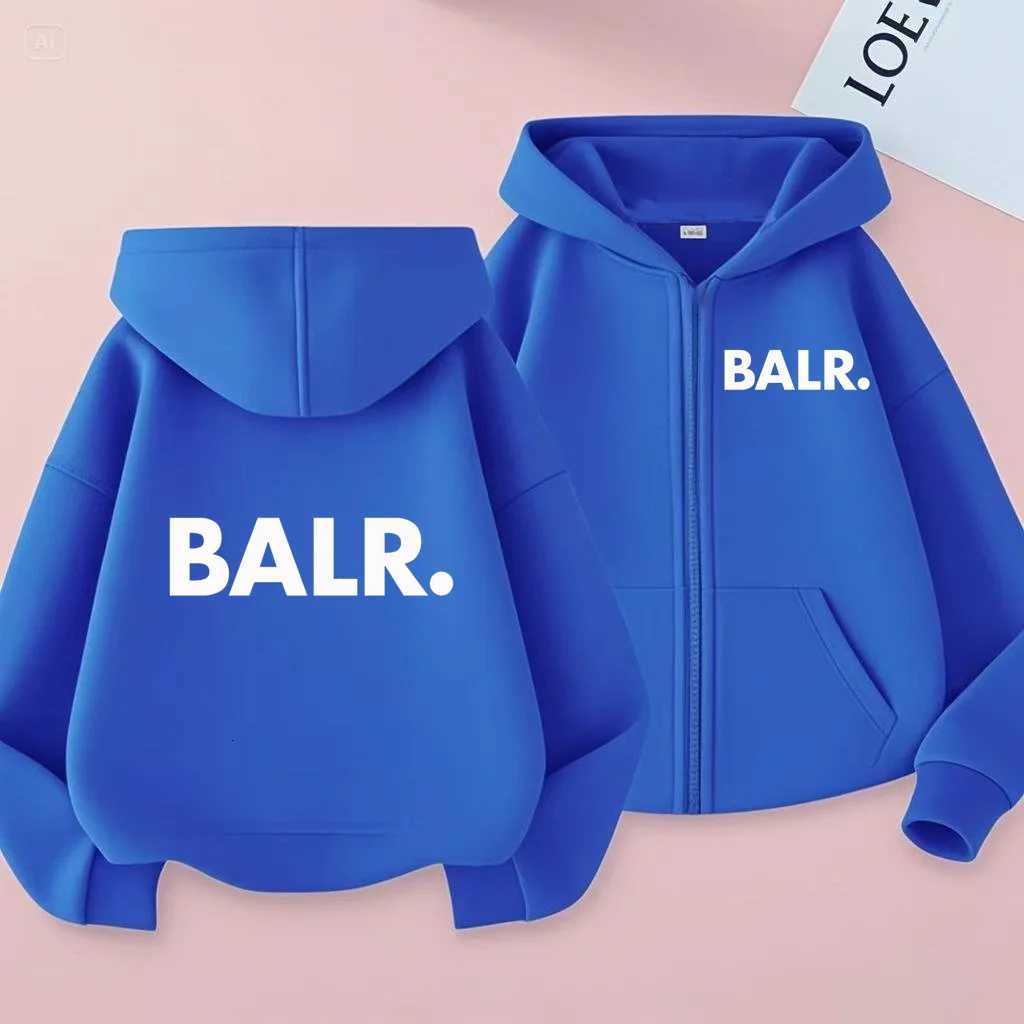 Childrens BALR Letters Zipper Style Long Sleeve Hoodies Clothing Girls Boy Charming Top 312Yrs Leisure Sweatshirt Fashion CoatT251030
