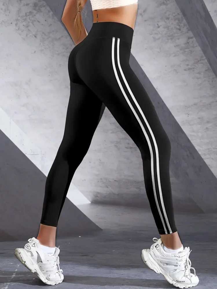 Womens HighWaisted Slim Fit Athletic Leggings with Side Stripes Casual Sports Pants for Everyday Fitness Crop Running Tights J251030
